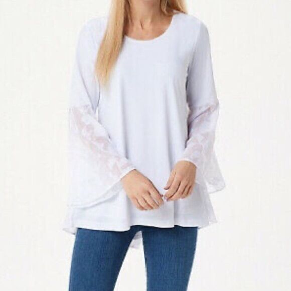 NWOT Susan Graver Top/Clipped Peplum and Sleeves | Size S - Picture 1 of 8